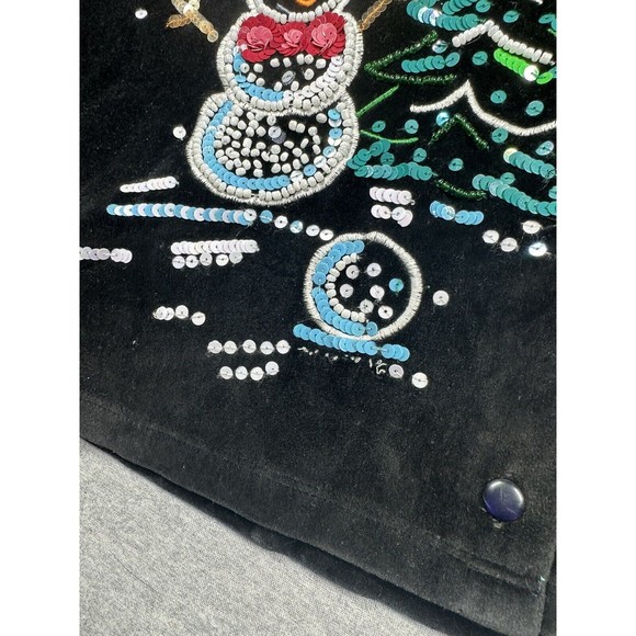 Michael Simon Event Snowman Ugly Christmas Sweater Sequin‎ XL Black - READ - Picture 10 of 11